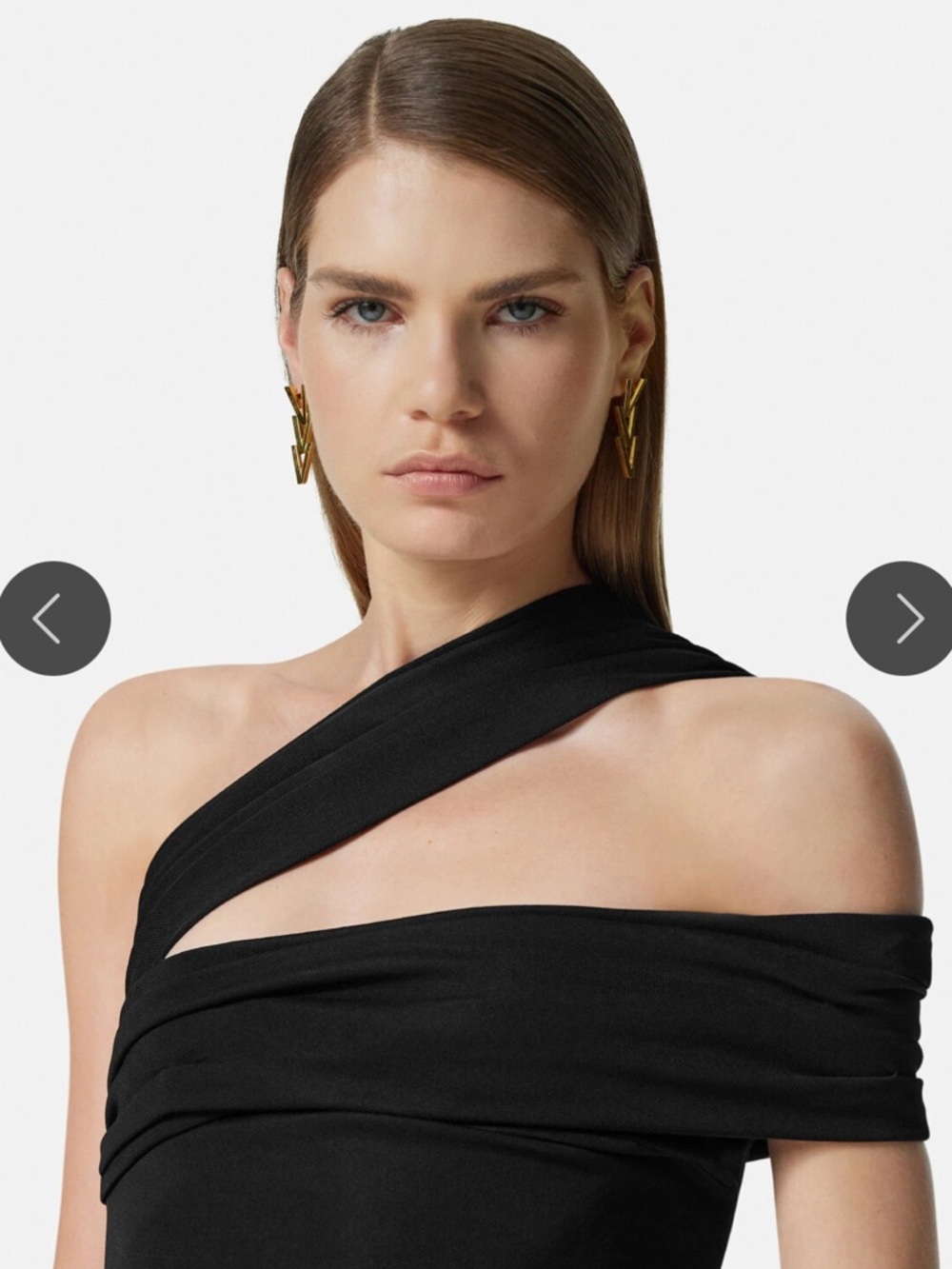 Versace NWT One Shoulder Gathered Top Black Techno Pique Stretch Size IT 36/XS - Picture 7 of 11